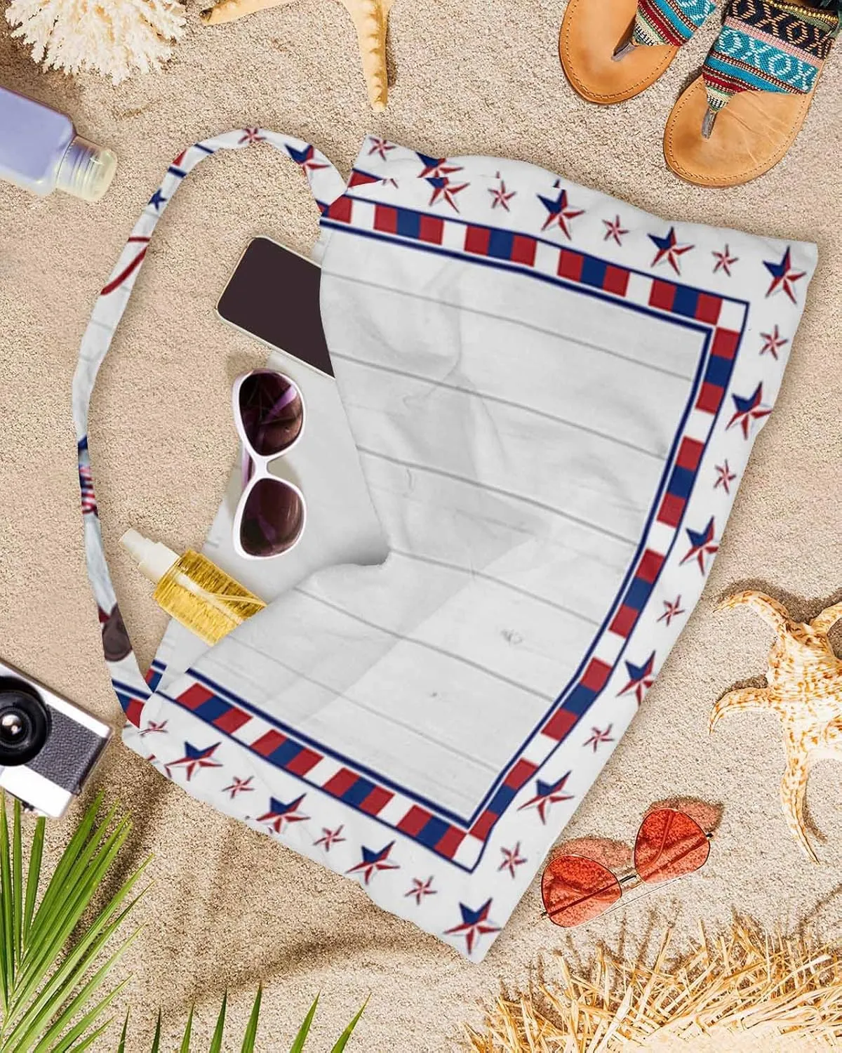 4th of July Chaise Lounger Cover with Pockets, Pool Lounge Chair Covers 85"x29", Patriotic Gnomes on Wood American Star Lace Microfiber Beach Chair Cover for Outdoor Patio Sunbathing