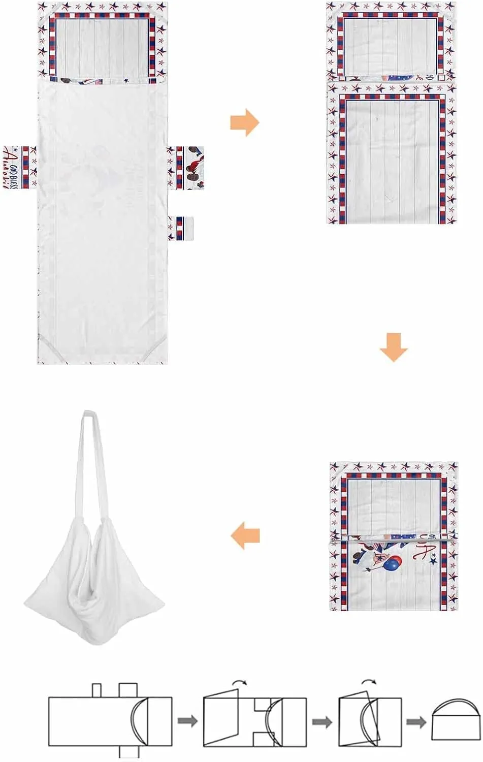 4th of July Chaise Lounger Cover with Pockets, Pool Lounge Chair Covers 85"x29", Patriotic Gnomes on Wood American Star Lace Microfiber Beach Chair Cover for Outdoor Patio Sunbathing