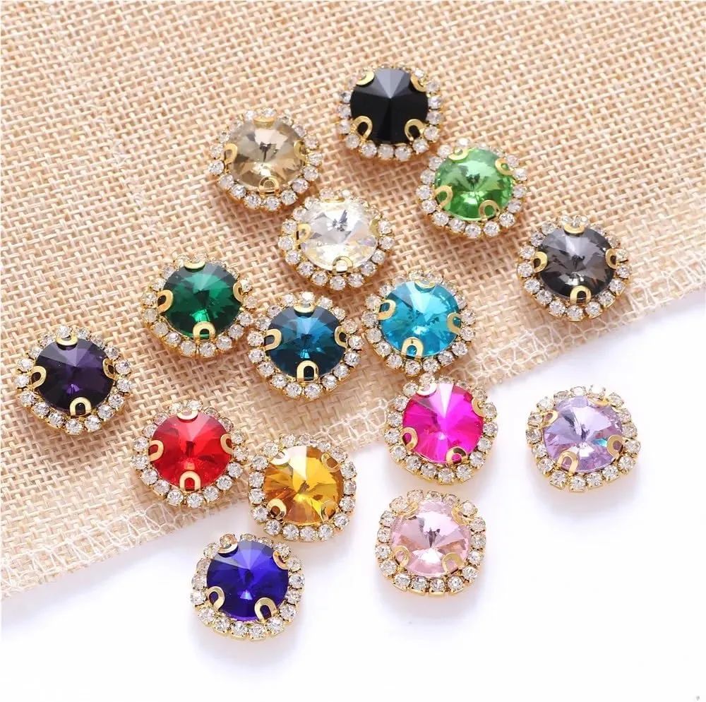 50PCS Crystal Rhinestone Sewing Buttons Large Sew On Water Diamonds DIY Accessories Multicolor Variety Perfect for Jewelry Making Craft Projects Wedding Dress Hats Shoes Bridal DIY Kits(Crystal AB,8mm