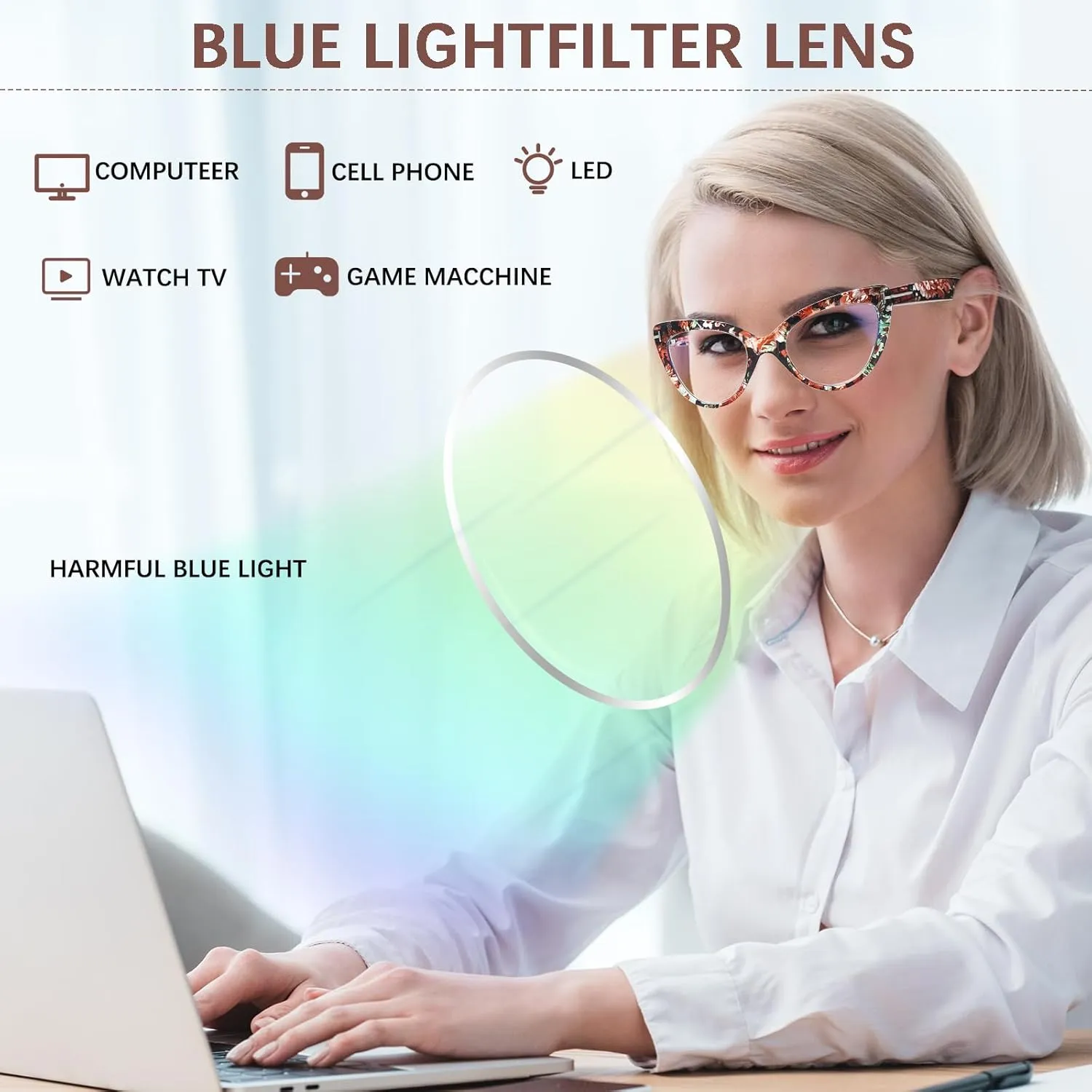6 Pack Fashion Cat Eye Reading Glasses for Women Blue Light Blocking Oversized Spring Hinges Computer Readers (6 Mix Color, 2, Diopters)