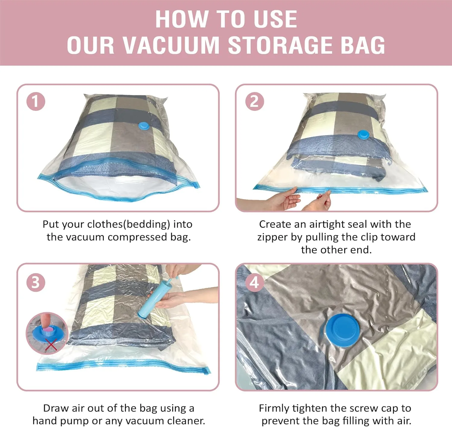 6 Pack XXL Jumbo Vacuum Storage Bags, Extra Large Vacuum Seal Bags for Comforters, Bedding, Blanket Storage, Giant Space Saver Bags for Huge Stuffed Toy (47.2x35 in)