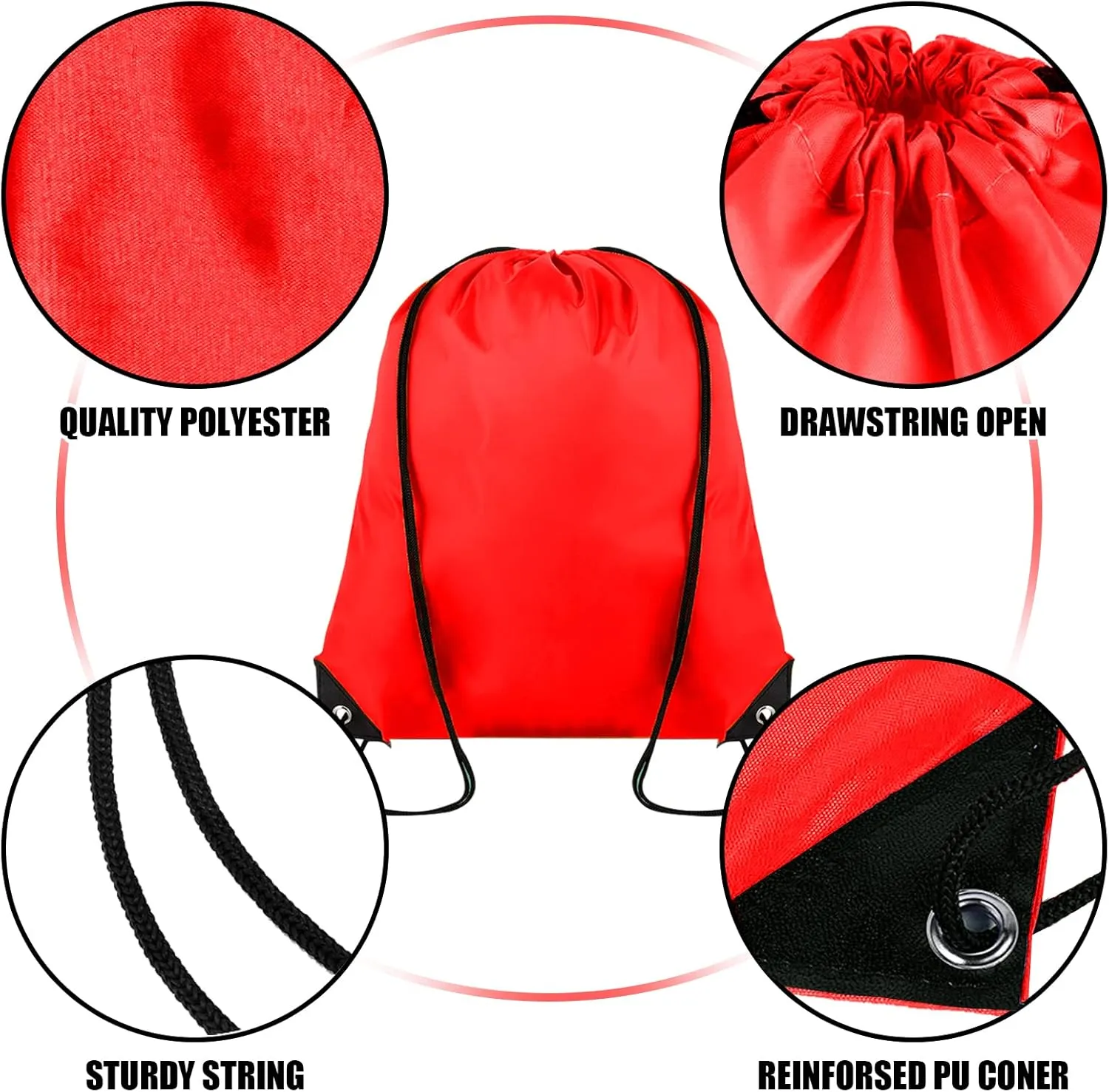 60 Pieces Drawstring Backpack Bulk Cinch Sackpack Ployster Drawstring Bags for Gym Party Trip(Red)