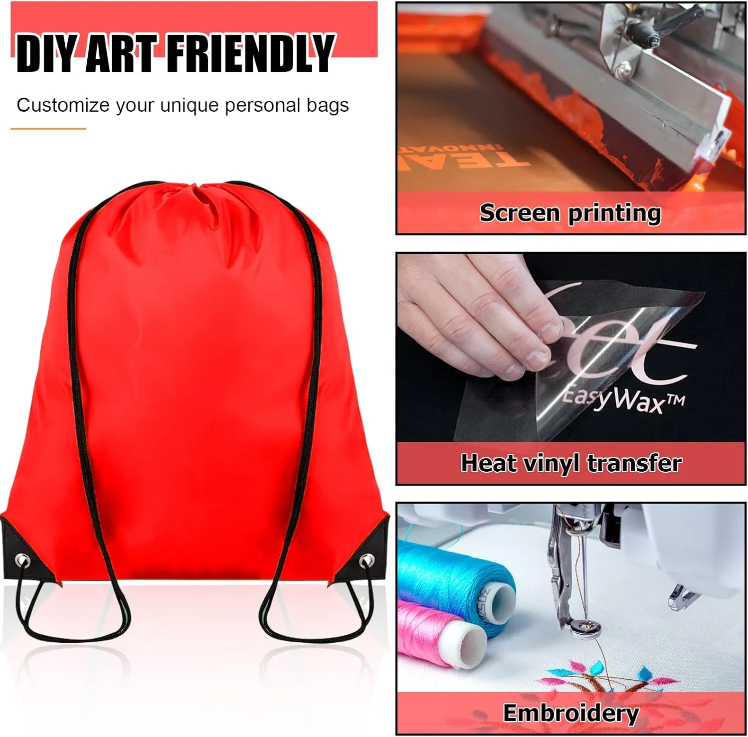 60 Pieces Drawstring Backpack Bulk Cinch Sackpack Ployster Drawstring Bags for Gym Party Trip(Red)