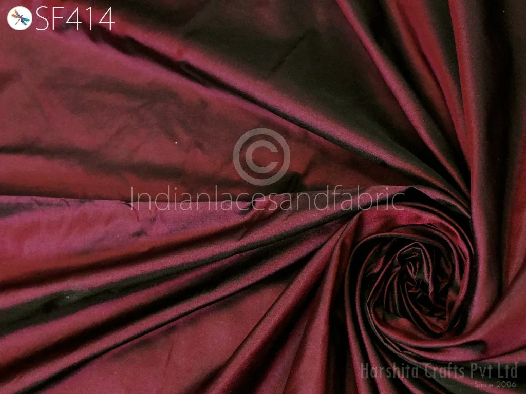 60gsm Burgundy Indian Pure Silk Fabric by the yard Mulberry Silk Home decor Curtains Scarf Costume Apparel Wedding Evening Dresses Dolls