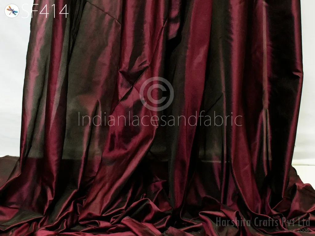 60gsm Burgundy Indian Pure Silk Fabric by the yard Mulberry Silk Home decor Curtains Scarf Costume Apparel Wedding Evening Dresses Dolls