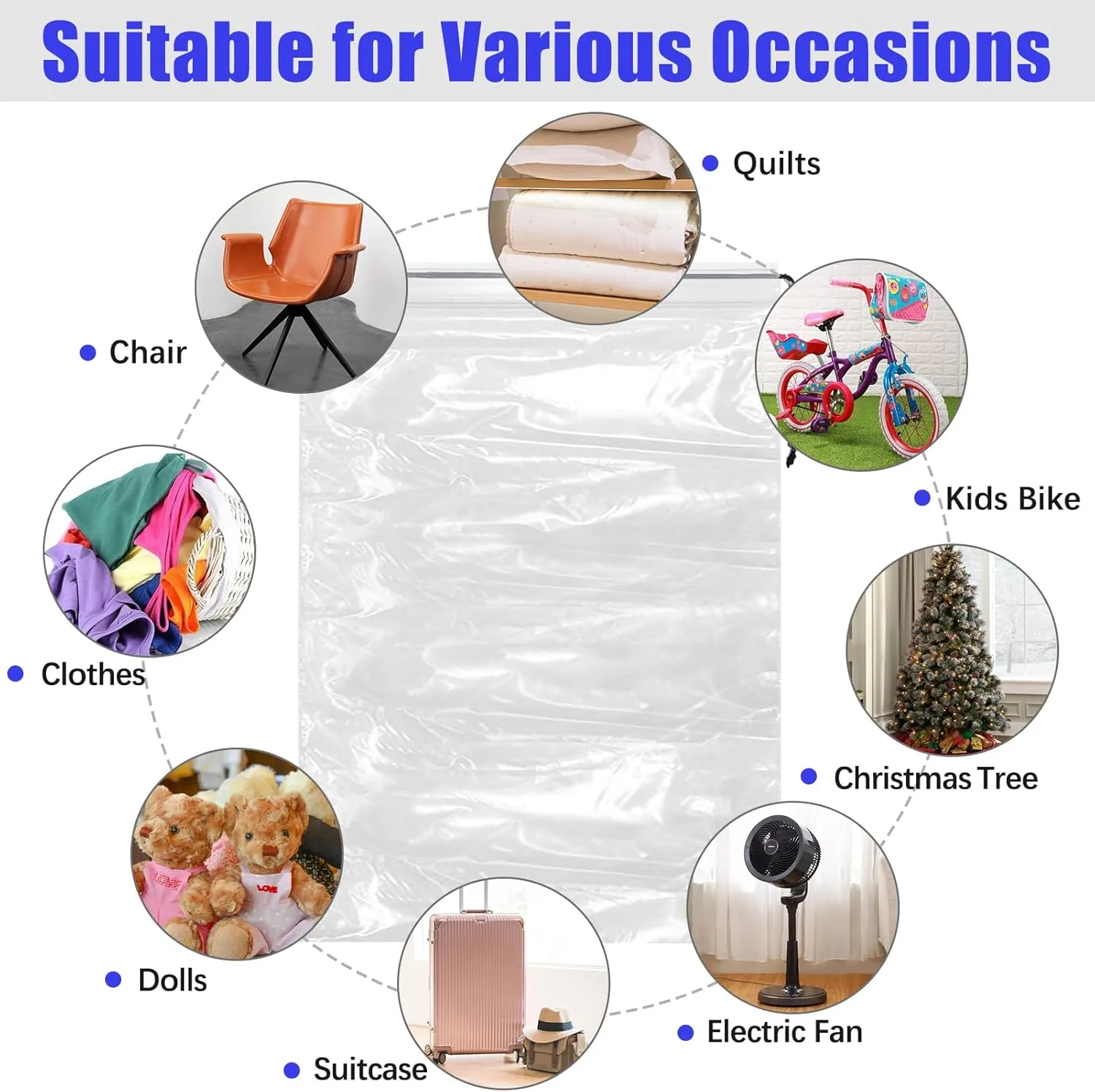 62x31 Inch Extra Large Clear Drawstring Plastic Bags 3 Pack(4 Mils), Dustproof Moistureproof Reusable Big Giant Luggage Storage Bag for Suitcase Garage Organizer, Blanket, Plush Toys
