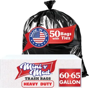65 Gallon Trash Bags for Toter - 64-65 Gallon Large Heavy Duty Trash Bags - 60-65 Gallon Outdoor Garbage Can Liner for Custodians - 50 Count (Value Pack)
