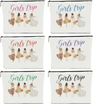 6Pcs Girls Trip Gifts Favors Girls Weekend Gifts for Women Makeup Bag Cosmetic Bag Girls Trip Essentials Weekend Bag Coin Purse for Sister Girl Lady Daughter Bestie Graduation Christmas Birthday