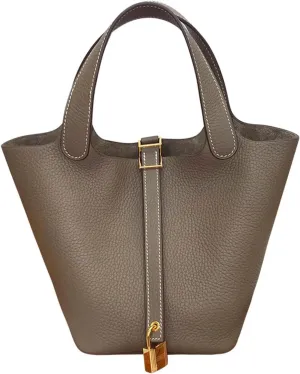 8 Top Layer Cowhide Bucket Cabbage Basket Genuine Leather Women's Bag