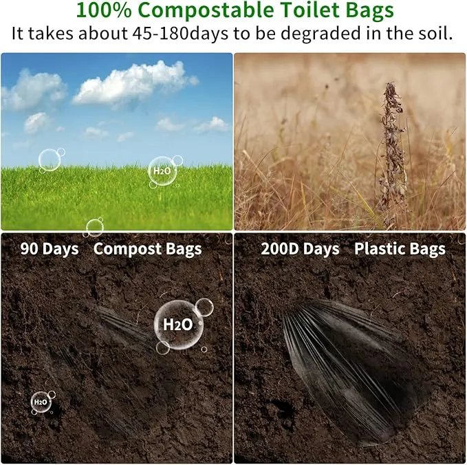 80 Portable Camping Toilet Bags,8 Gallon Super Thick Camping Toilet Bags Biodegradable Porta Potty Bags Leak-Proof Trash Bags for Adults Outdoor Boating Travel