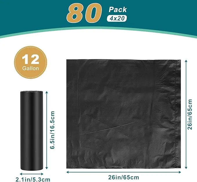 80 Portable Toilet Bags, Camp Toilet Liner for Porta Potty, Bucket Toilet, 1.2 Mil Disposable Trash Bag for Camping, Boating, Traveling, Outdoor Activities