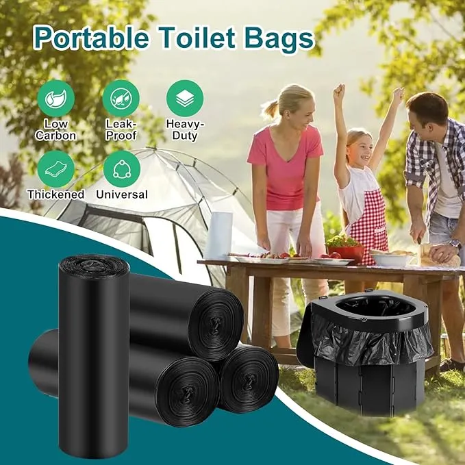 80 Portable Toilet Bags, Camp Toilet Liner for Porta Potty, Bucket Toilet, 1.2 Mil Disposable Trash Bag for Camping, Boating, Traveling, Outdoor Activities