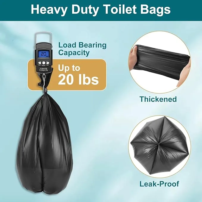 80 Portable Toilet Bags, Camp Toilet Liner for Porta Potty, Bucket Toilet, 1.2 Mil Disposable Trash Bag for Camping, Boating, Traveling, Outdoor Activities