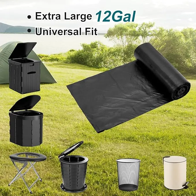 80 Portable Toilet Bags, Camp Toilet Liner for Porta Potty, Bucket Toilet, 1.2 Mil Disposable Trash Bag for Camping, Boating, Traveling, Outdoor Activities