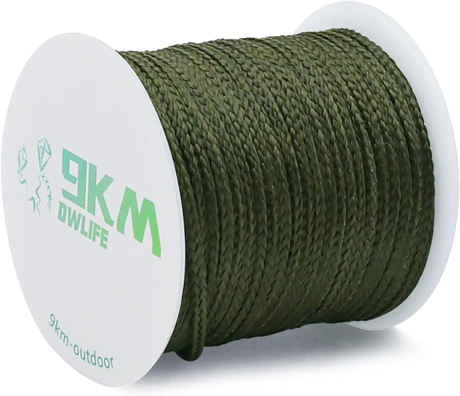 9KM DWLIFE Camo Green Kevlar Cord, High Strength, Ultralight, Abrasion Resistance for Trip Wire, Saw, Model Rocket, Hammock Tarp Ridgeline, Camping，Tactical Survival for Outdoor