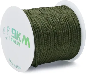 9KM DWLIFE Camo Green Kevlar Cord, High Strength, Ultralight, Abrasion Resistance for Trip Wire, Saw, Model Rocket, Hammock Tarp Ridgeline, Camping，Tactical Survival for Outdoor