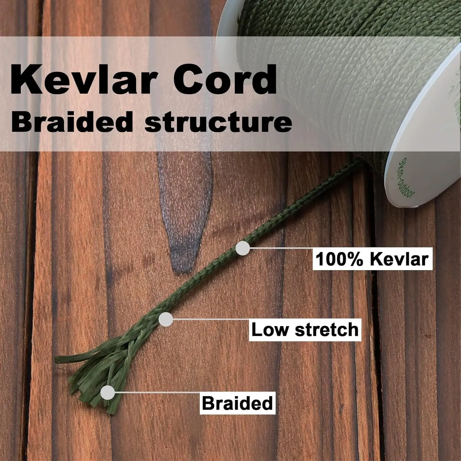 9KM DWLIFE Camo Green Kevlar Cord, High Strength, Ultralight, Abrasion Resistance for Trip Wire, Saw, Model Rocket, Hammock Tarp Ridgeline, Camping，Tactical Survival for Outdoor
