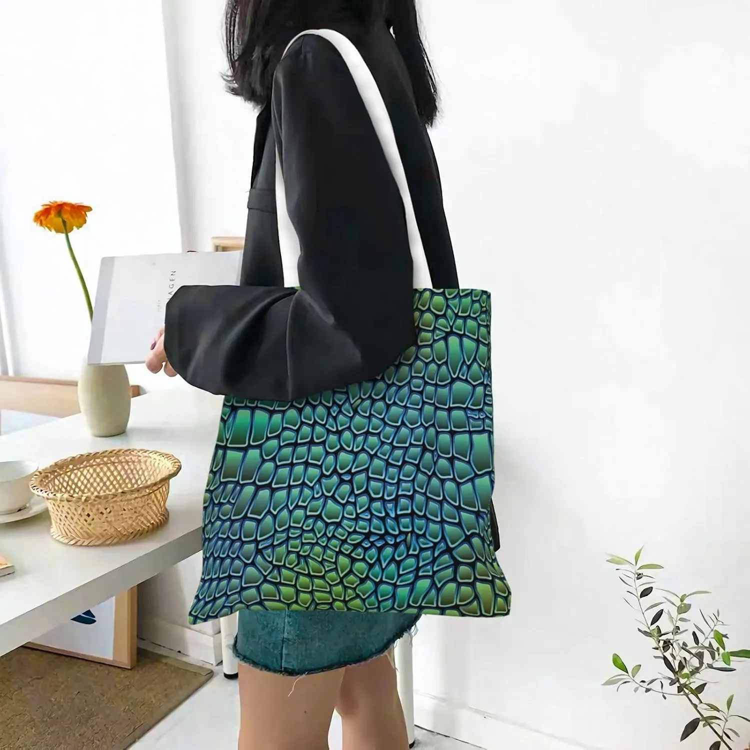 African National Patterns Print Foldable Tote Bag For Women Large Tote Shoulder Handbag Reusable Grocery Bags