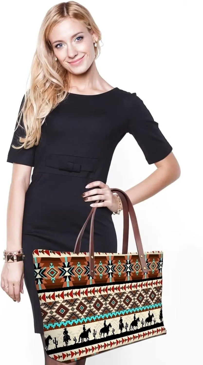 African Tribal Ethnic Print Women Tote Shoulder Bags Casual Handbag