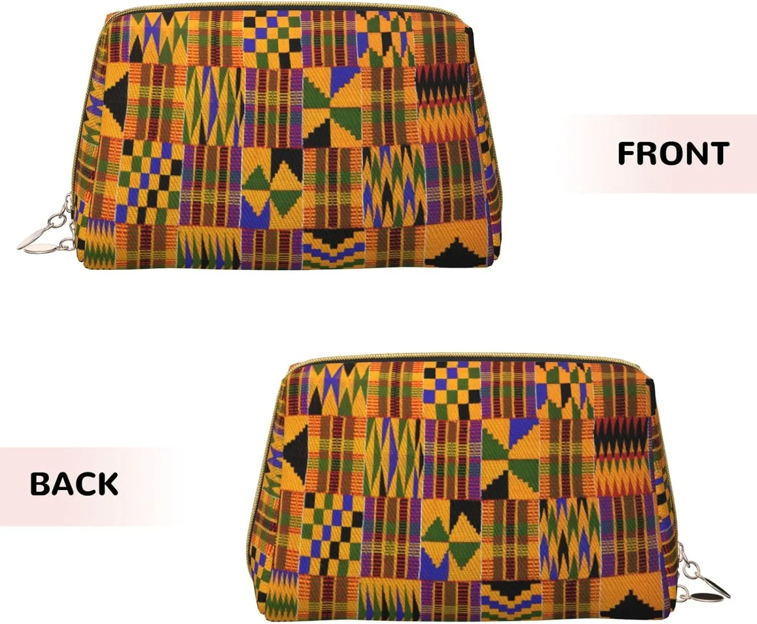 African Tribal Ethnic Texture Print Cosmetic Bags,Leather Makeup Bag Small For Purse,Cosmetic Pouch,Toiletry Clutch For Women Travel