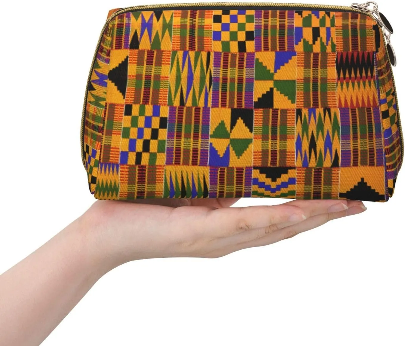 African Tribal Ethnic Texture Print Cosmetic Bags,Leather Makeup Bag Small For Purse,Cosmetic Pouch,Toiletry Clutch For Women Travel