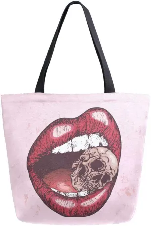 ALAZA Large Canvas Tote Bag African American Woman With Curly Hair Shopping Shoulder Handbag