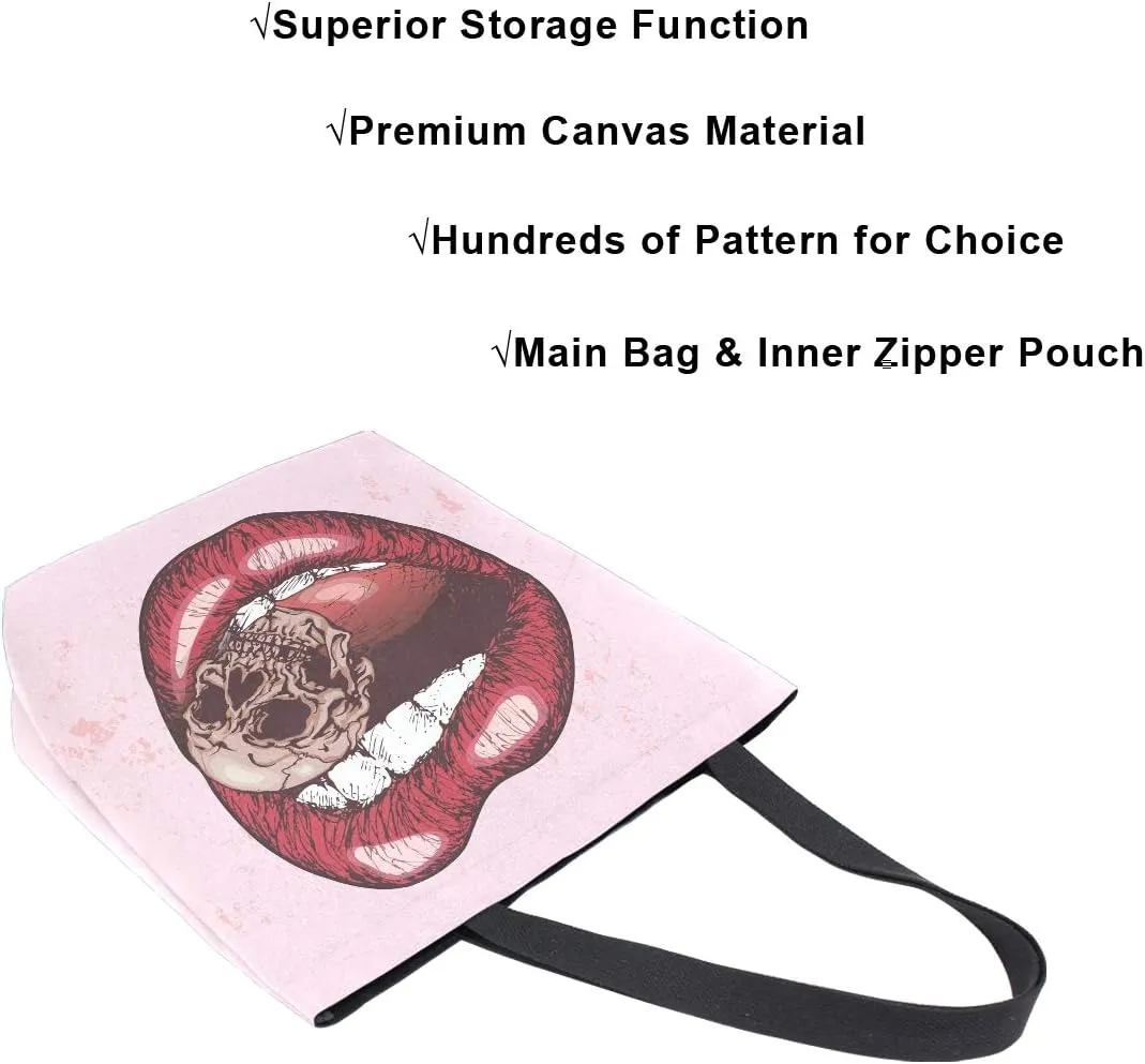 ALAZA Large Canvas Tote Bag African American Woman With Curly Hair Shopping Shoulder Handbag
