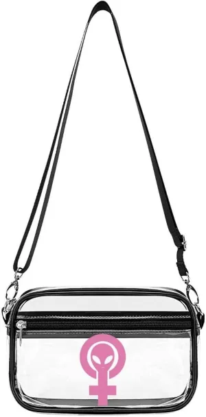 Alien Feminist Symbol Clear Stadium Bag Mini Crossbody Bag Anti-Theft Side Shoulder Bags Messenger Bag Unisex