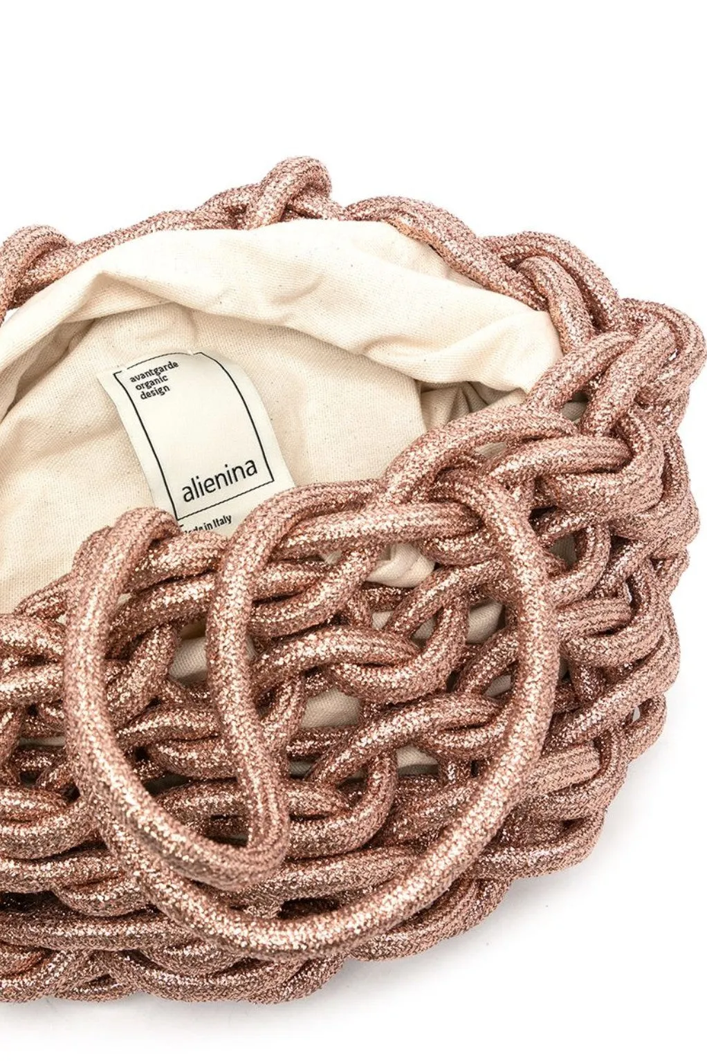 Alienina Julia metallic macramé tote