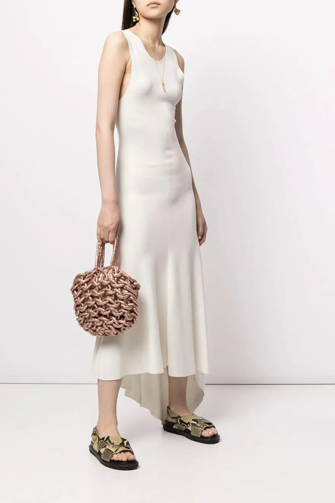 Alienina Julia metallic macramé tote