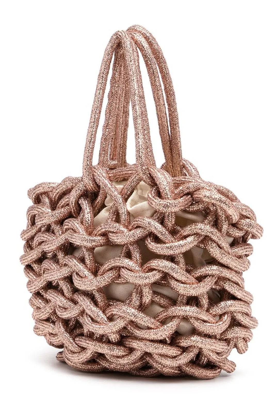 Alienina Julia metallic macramé tote