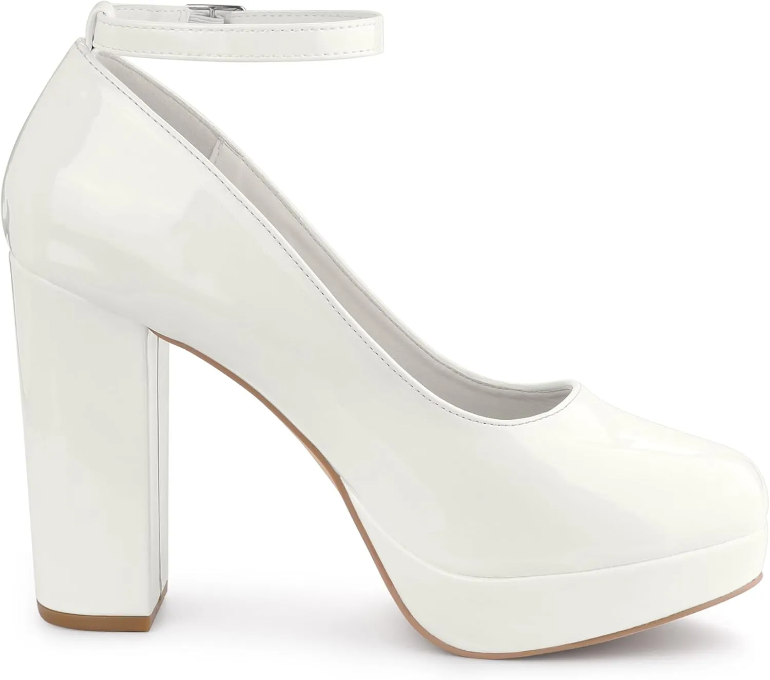 Allegra K Women's Platform Ankle Strap Chunky Heel Mary Janes Pumps