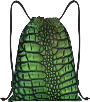 Alligator Skin Drawstring Backpack for Men Gym Bag String Bag Waterproof Drawstring Bag for Women Swim Bag Small