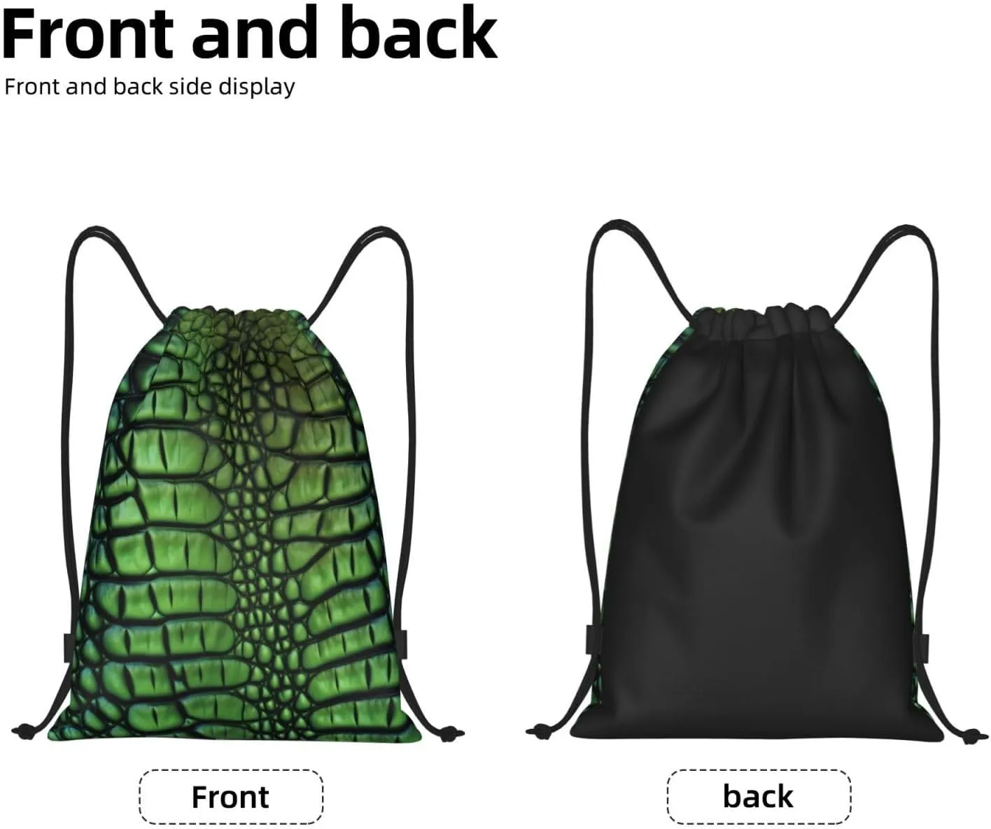 Alligator Skin Drawstring Backpack for Men Gym Bag String Bag Waterproof Drawstring Bag for Women Swim Bag Small