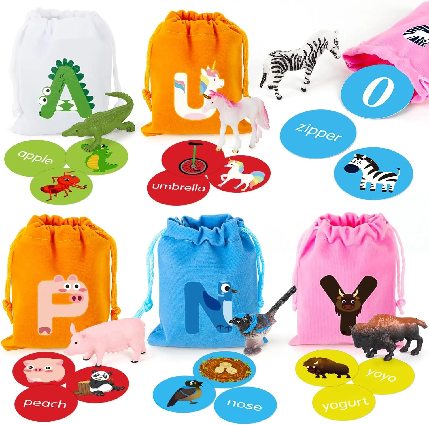 Alphabet Learning Toys for Toddlers, 26 Letter Soup Sorters with 78 Flash Cards for Early Letter Awareness & Recognition, Fun Education Classroom Supplies Sounds Teaching Games