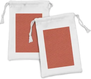 Ambesonne Abstract Fabric Pouch Set of 2, Vintage Style Warm Toned Concentric Waves Illustration Art Print, Small Drawstring Bag for Toiletries Masks and Favors, 9" x 6", Vermilion and Burnt Sienna