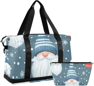 American Cartoon Cute Christmas Dwarf Oversized Travel Duffel Bag Sports Gym Tote Bag with Toiletry Bag for Trip Waterproof