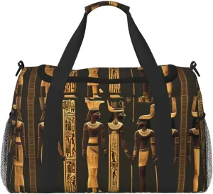Ancient Egyptian Hieroglyph print Large Canvas Travel Duffel Bag Weekender Bags for Women Overnight Bag Carry On Tote Bag