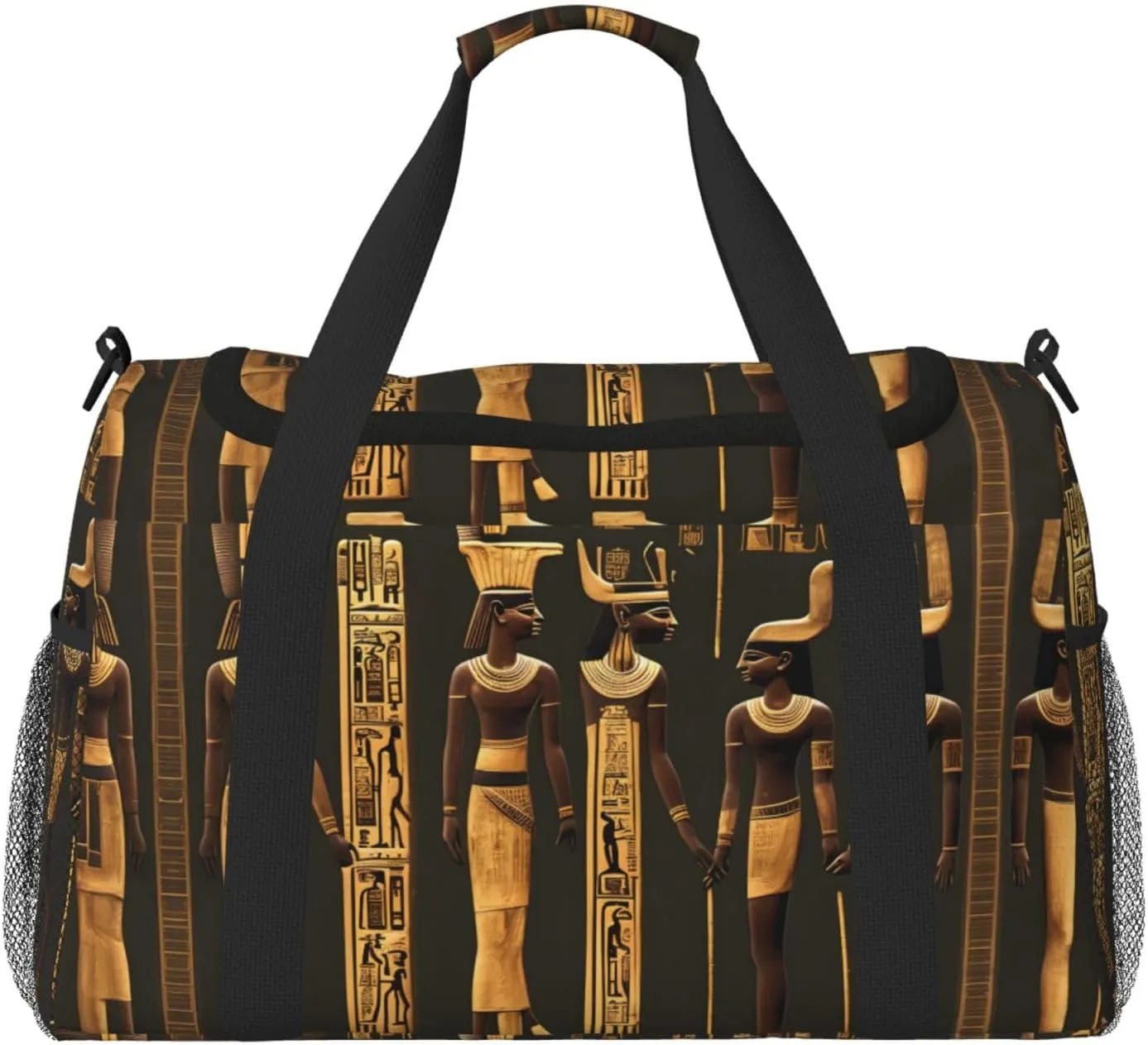 Ancient Egyptian Hieroglyph print Large Canvas Travel Duffel Bag Weekender Bags for Women Overnight Bag Carry On Tote Bag