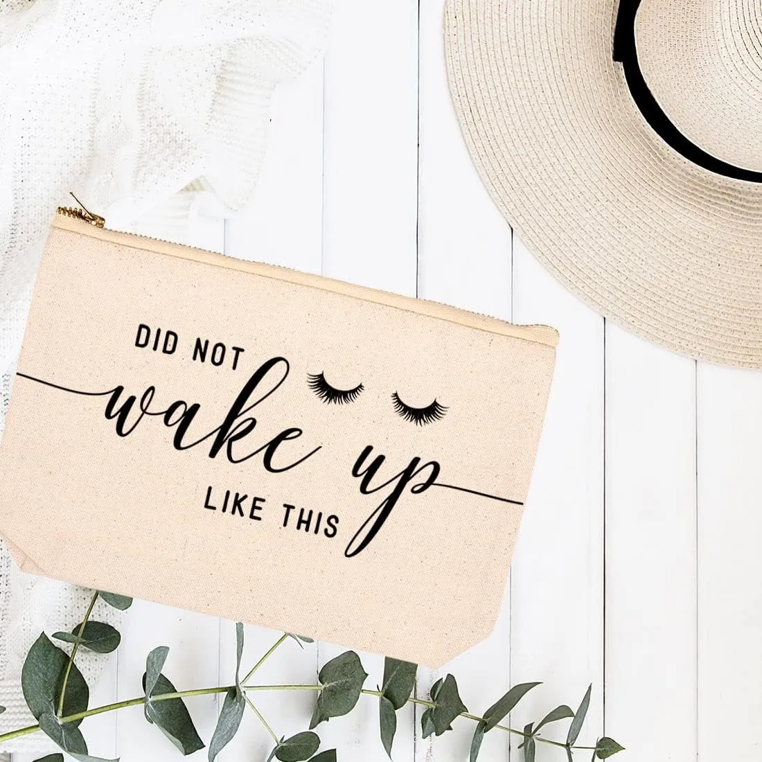 Andaz Press Funny Makeup Bag Canvas Cosmetic Bag with Zipper Did Not Wake Up Like This Makeup Pouch For Purse Travel Pouch Toiletry Bag Funny Pencil Bag Cute Birthday Gifts for Women 6.5 x 9 Inch