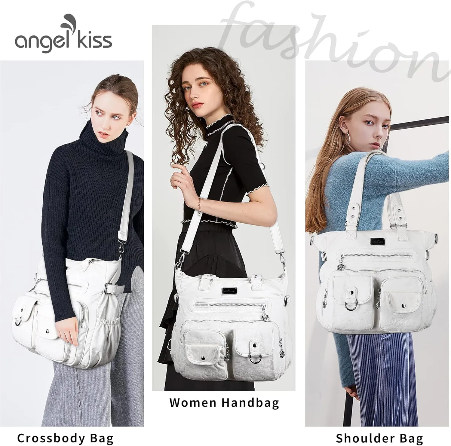Angelkiss Purses Handbags for Women PU Tote Satchel Bags for Women Pockets Shoulder Bags…
