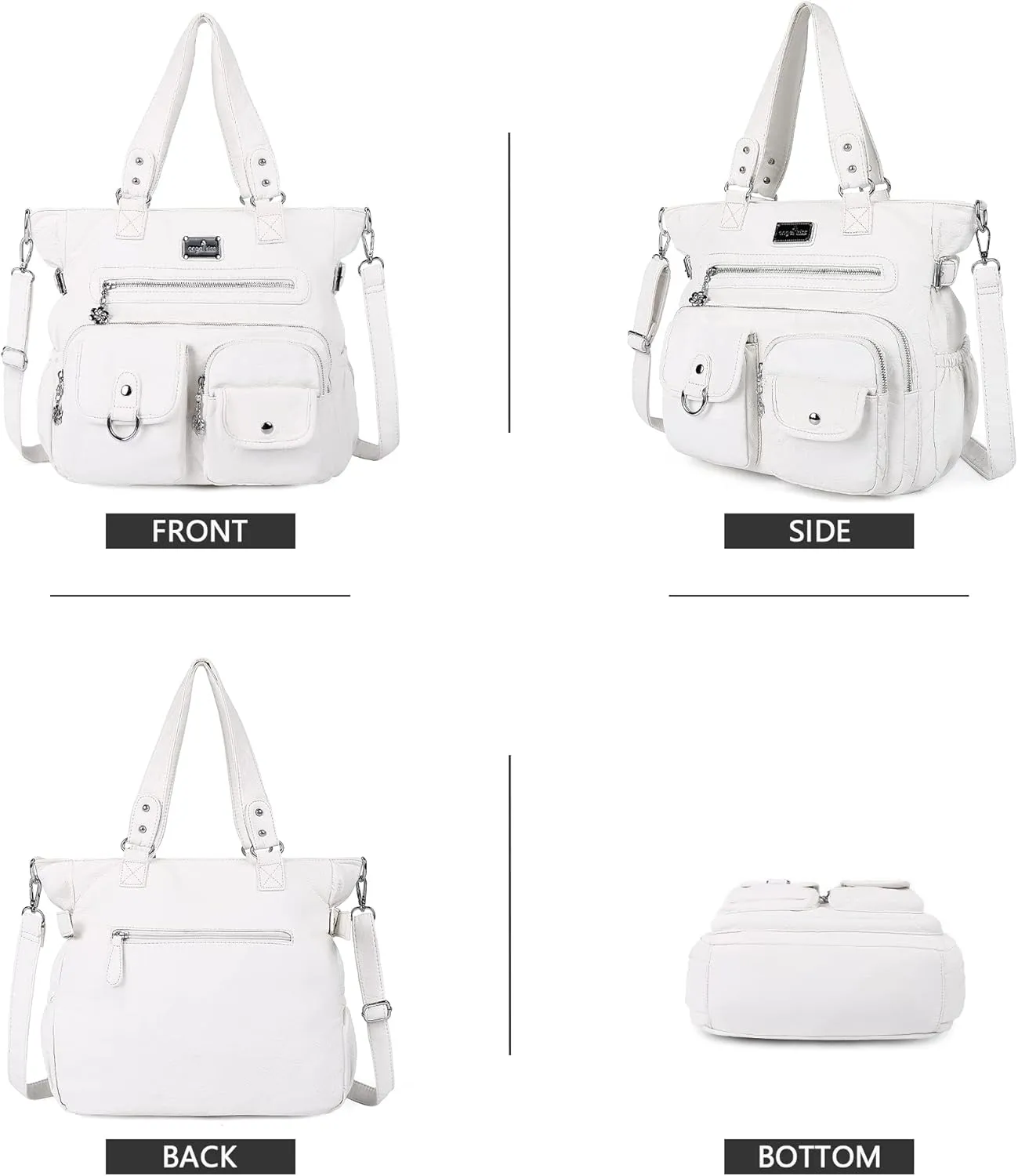 Angelkiss Purses Handbags for Women PU Tote Satchel Bags for Women Pockets Shoulder Bags…