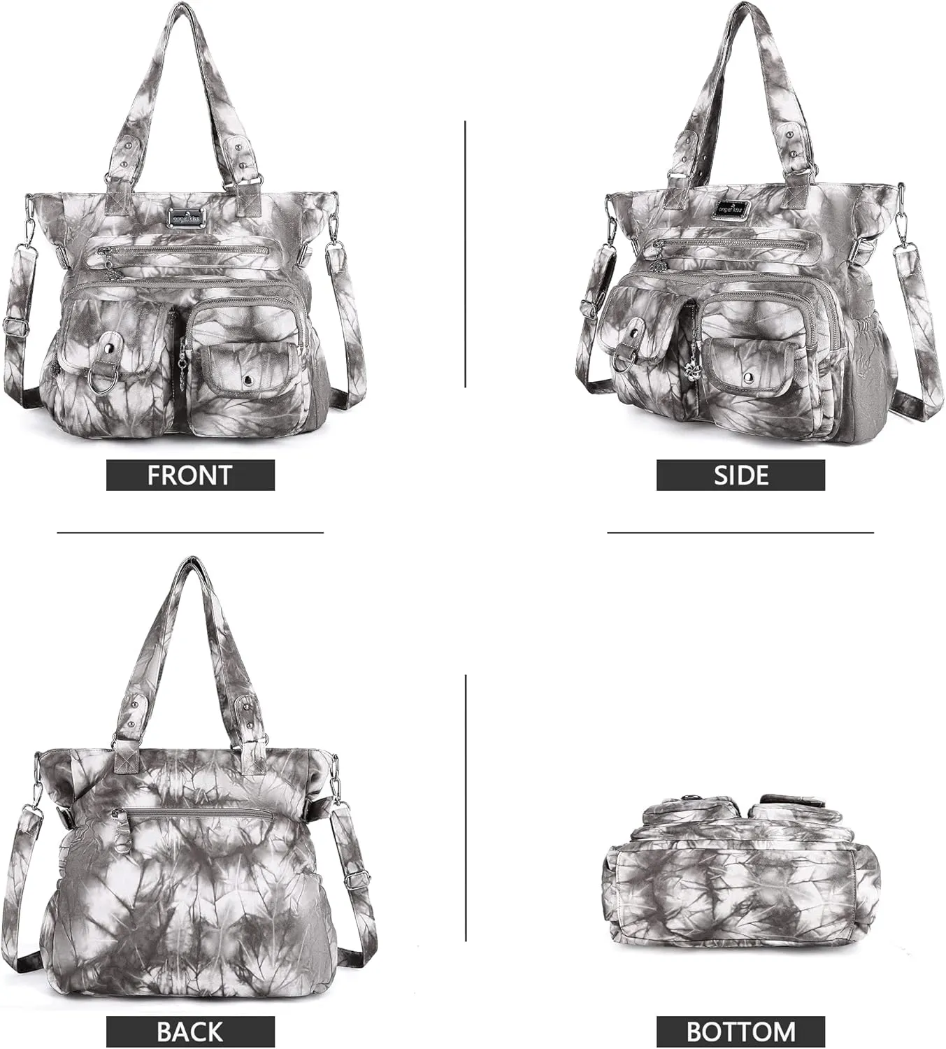 Angelkiss Purses Handbags for Women PU Tote Satchel Bags for Women Pockets Shoulder Bags…