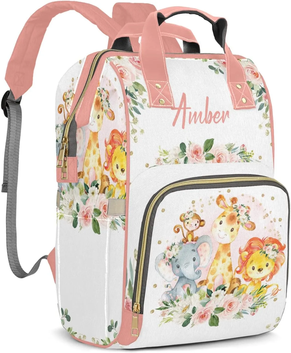 Animal Elephant Diaper Bags with Name Personalized Baby Bag Travel Tote Bag Waterproof Backpack for Mom Gift
