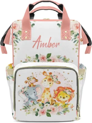 Animal Elephant Diaper Bags with Name Personalized Baby Bag Travel Tote Bag Waterproof Backpack for Mom Gift