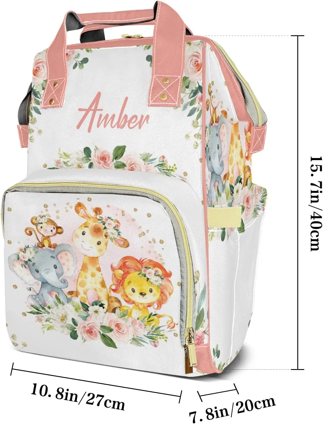 Animal Elephant Diaper Bags with Name Personalized Baby Bag Travel Tote Bag Waterproof Backpack for Mom Gift