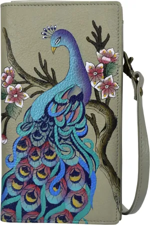 Anna by Anuchka Women's Hand-Painted Genuine Leather Phone Wallet Organizer Crossbody
