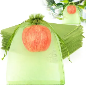 ANZNKU 100pcs 100pcs 6x9 Inch Fruit Protection Bags, Fruit Bags for Fruit Trees, Green Mesh Cover Bag Garden Netting Pest Barrier for Tomato Mango Vegetables