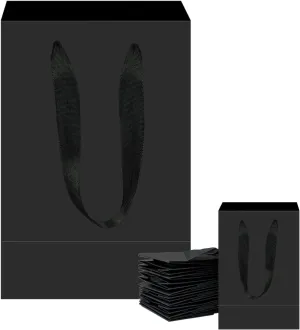 Aosric Black Gift Bags with Handles, 30 Pcs 5"x4"x8" Durable, Reusable, Foldable Small Cardstock Paper Bags for Party Favors, Christmas, Baby Shower, Birthday, Wedding, Shopping, and Retail Use