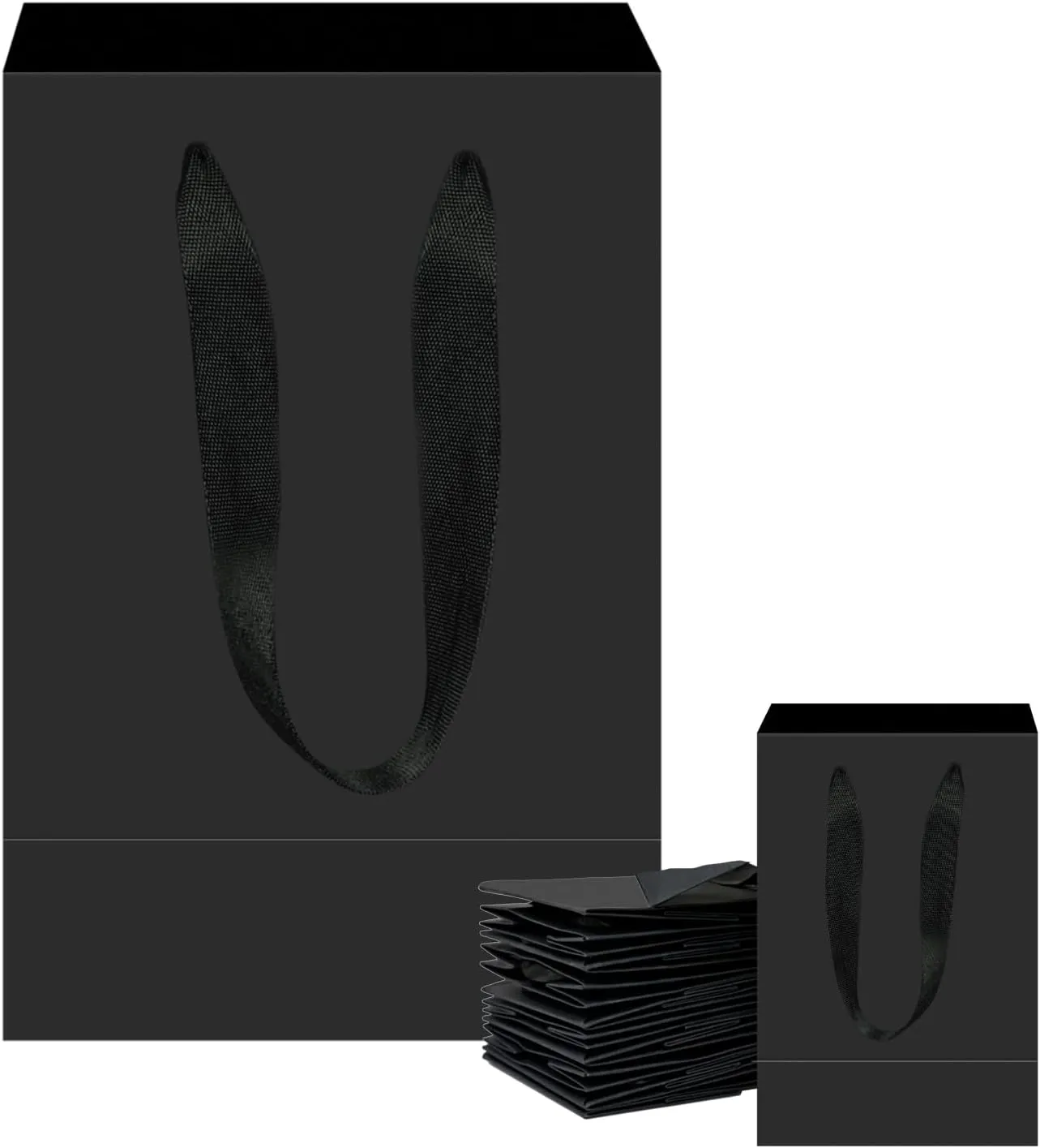 Aosric Black Gift Bags with Handles, 30 Pcs 5"x4"x8" Durable, Reusable, Foldable Small Cardstock Paper Bags for Party Favors, Christmas, Baby Shower, Birthday, Wedding, Shopping, and Retail Use